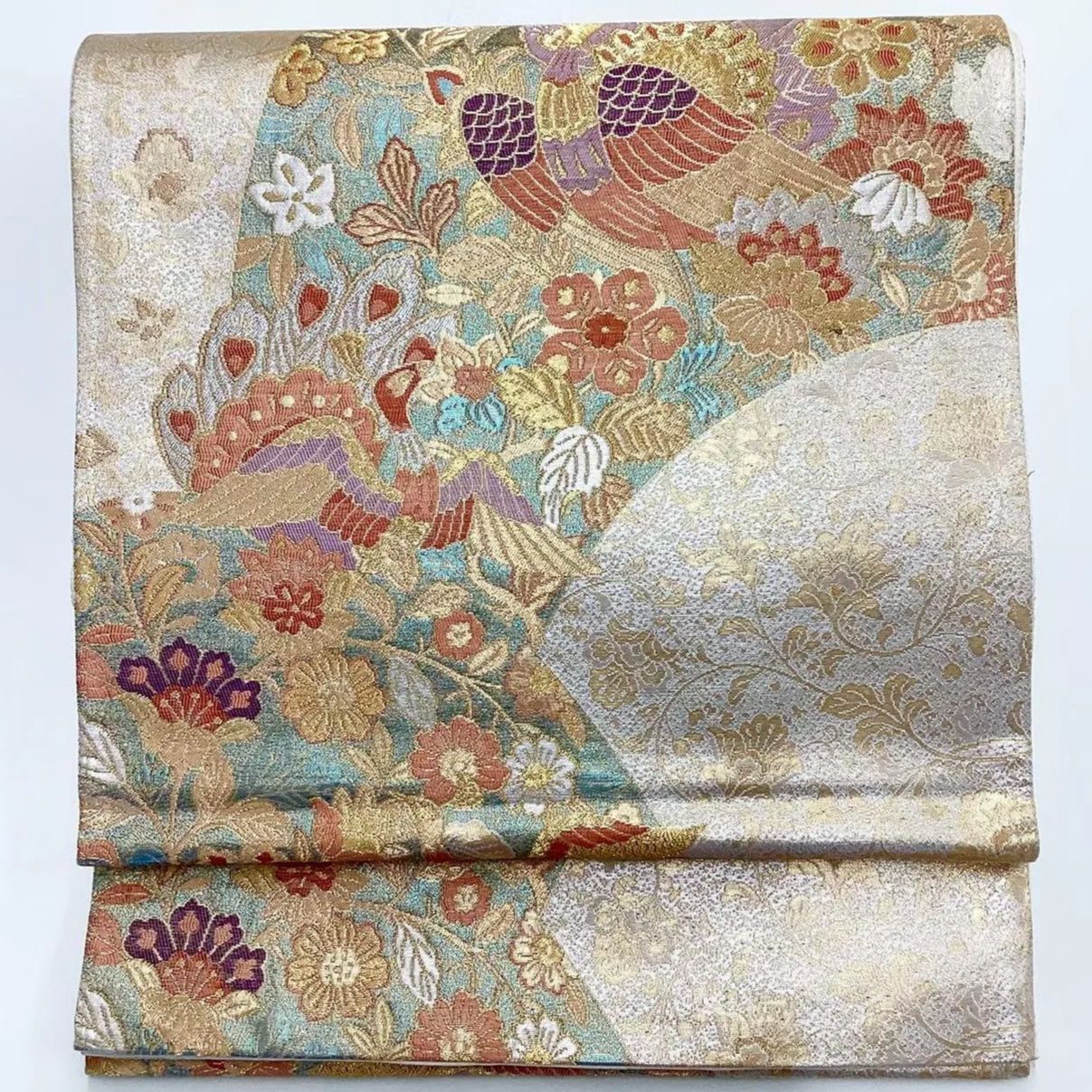 6718］袋帯 鳳凰花唐草文様 金 六通 正絹 着物 フォーマル - メルカリ