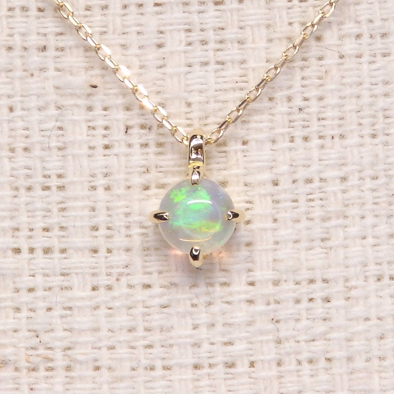 オパール ネックレス チェーン付 Z5422 0.141ct ゴールドK18 丸