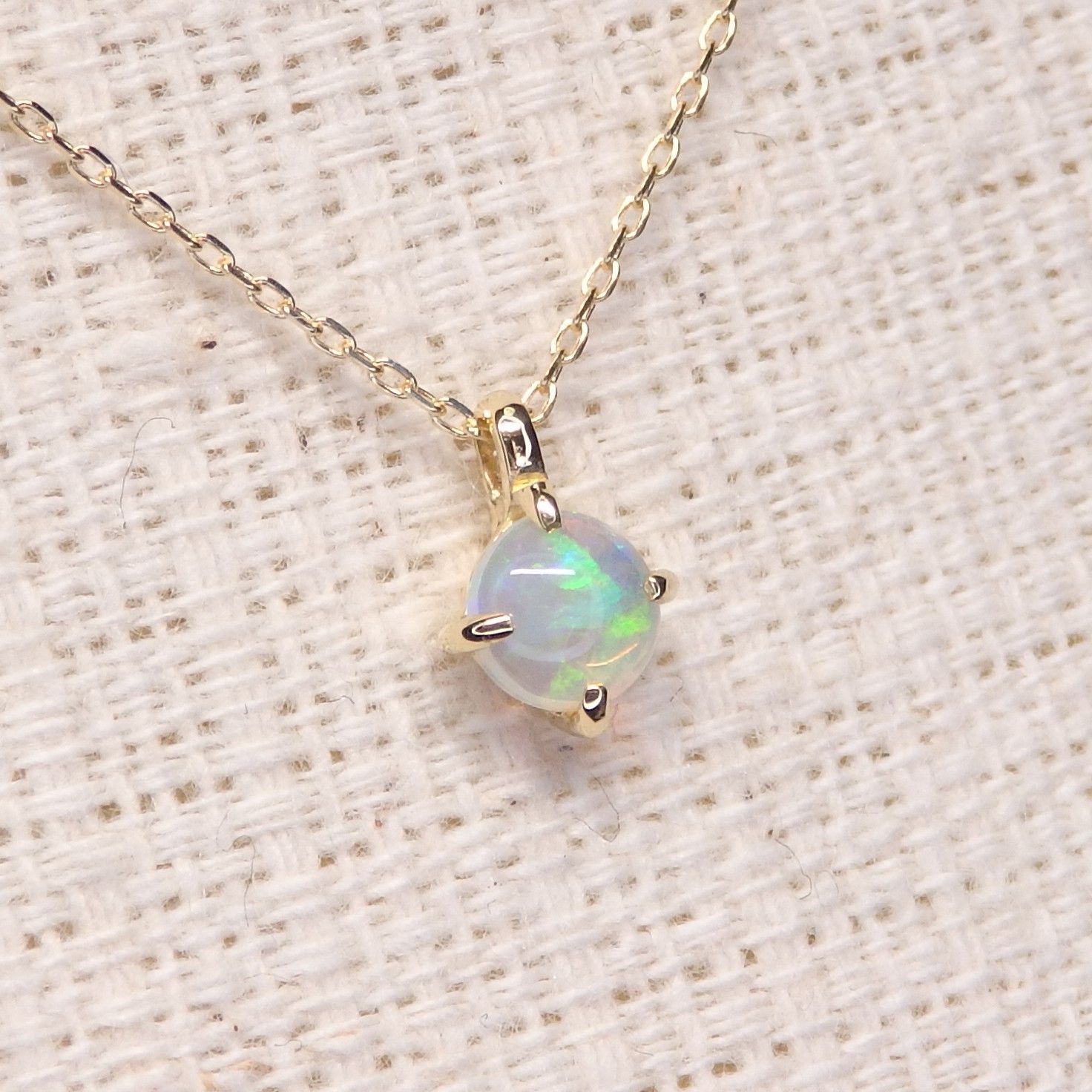 オパール ネックレス チェーン付 Z5422 0.141ct ゴールドK18 丸