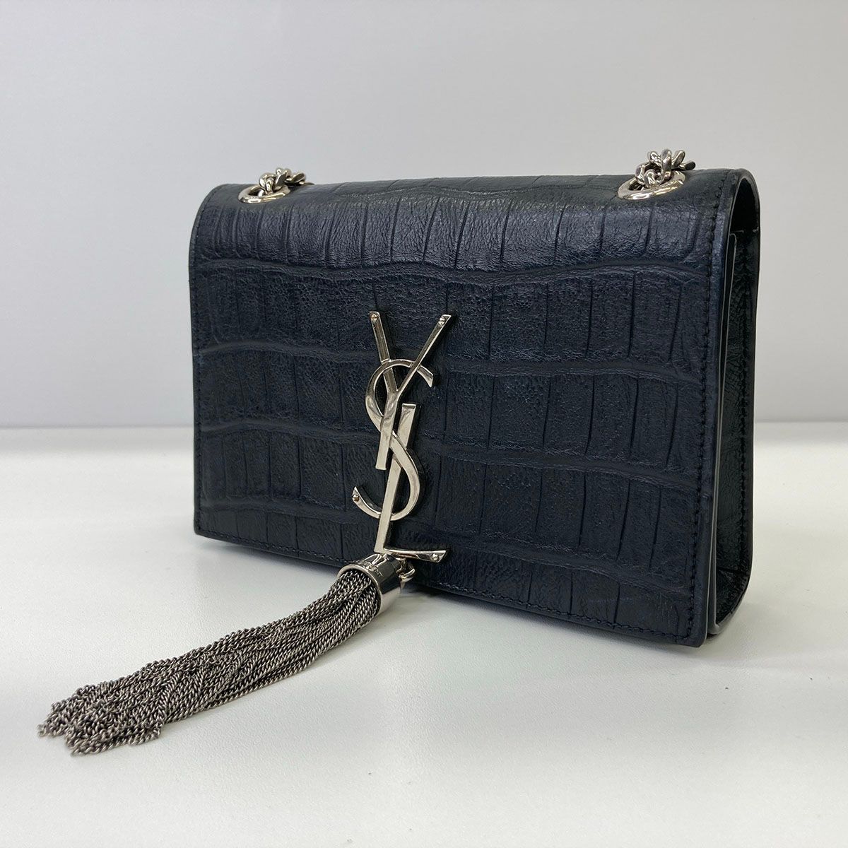 YVES SAINT LAURENT イヴ・サンローラン ケイト クロコ型押し チェーン 