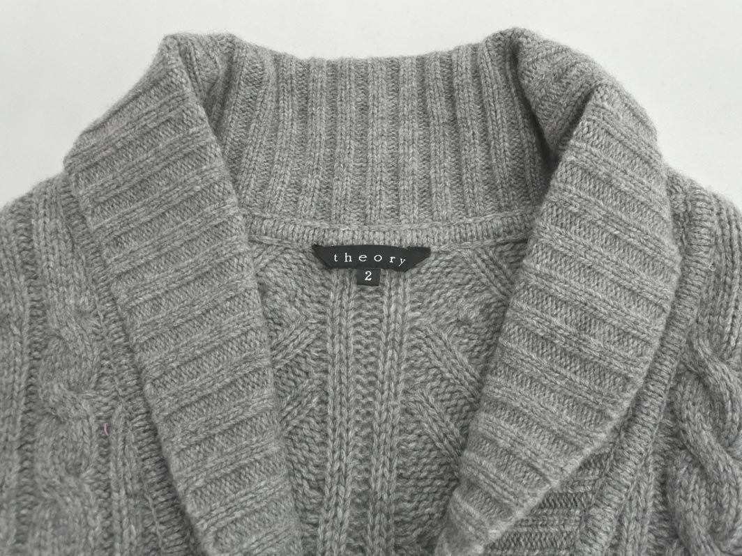 theory セオリー カシミヤ混 ケーブル編み カーディガン size2/グレー