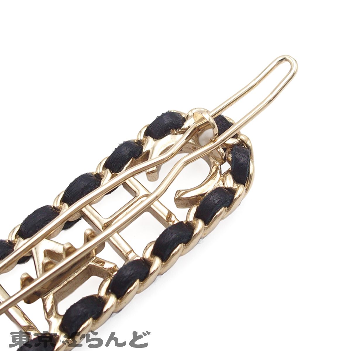 シャネル CHANEL ヘアクリップ AB3095 ゴールドxブラック メタル