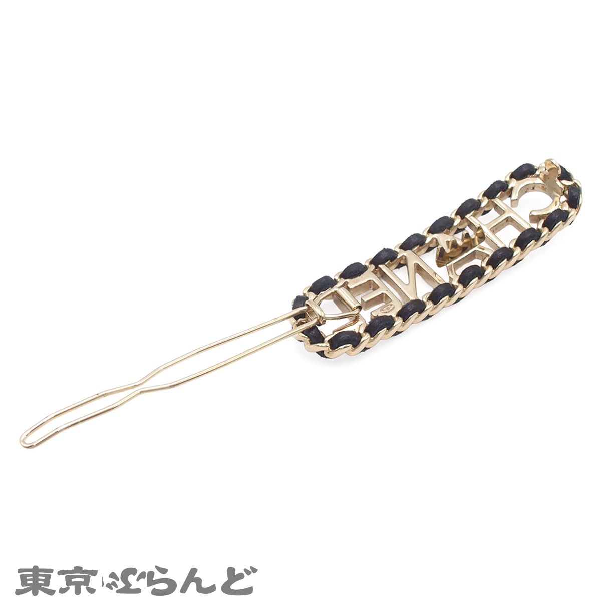 シャネル CHANEL ヘアクリップ AB3095 ゴールドxブラック メタル