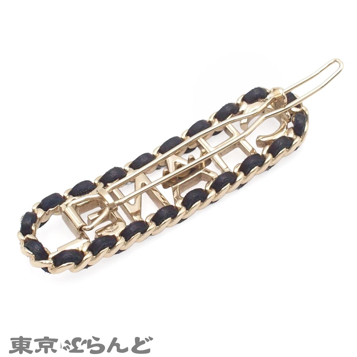 シャネル CHANEL ヘアクリップ AB3095 ゴールドxブラック メタル