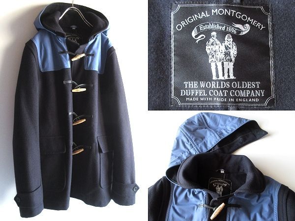 状態良好 英国製 MONTGOMERY モンゴメリー 生地切替 ウールメルトン