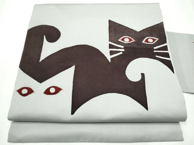 平和屋着物●九寸名古屋帯　刺繍　猫　正絹　逸品　CABD0433hy 平和屋着物○九寸名古屋帯 刺繍 猫 正絹 逸品 CABD0433hy - メルカリ