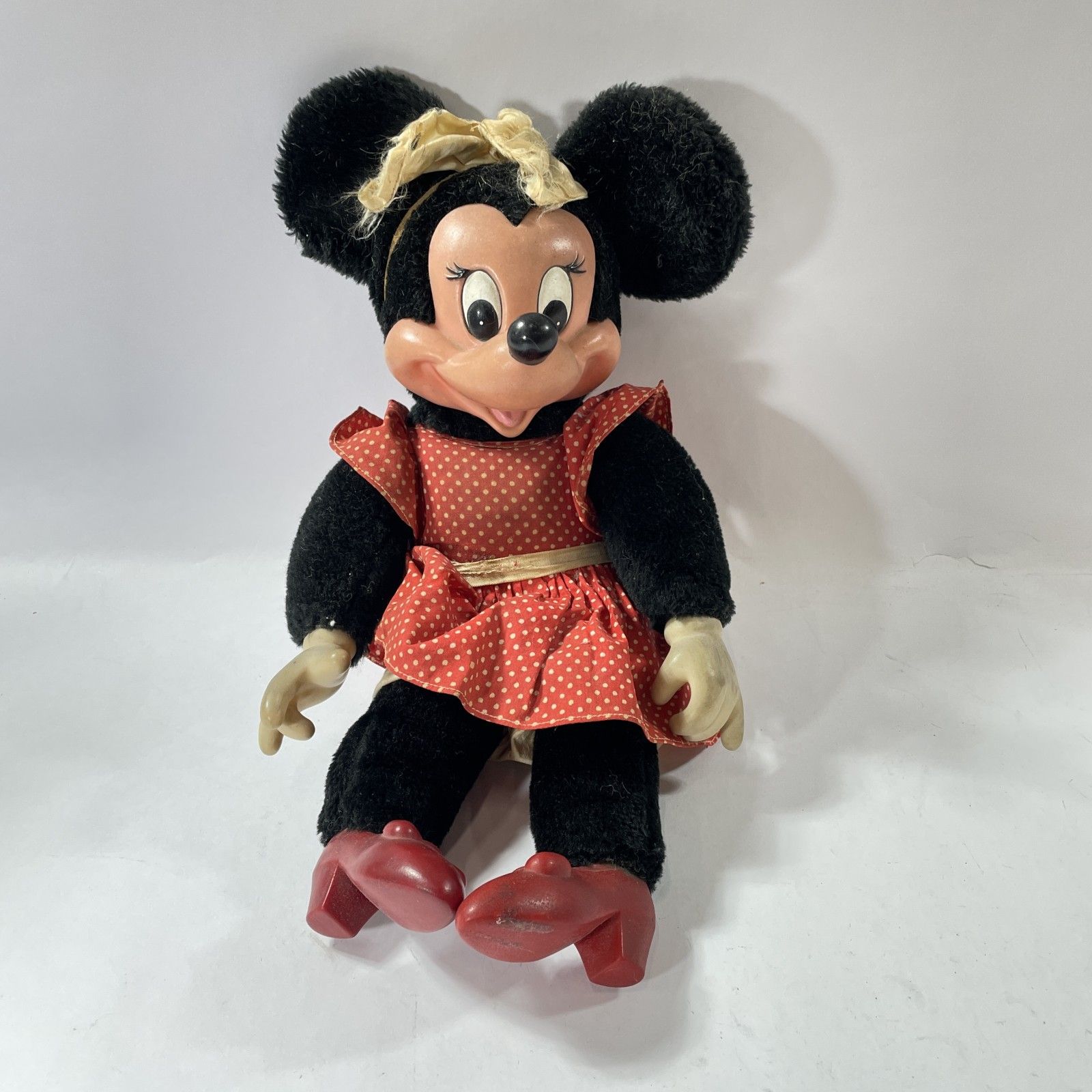 ☆ Disney ディズニー 1970s ミニーマウス ぬいぐるみ ソフビ人形 白