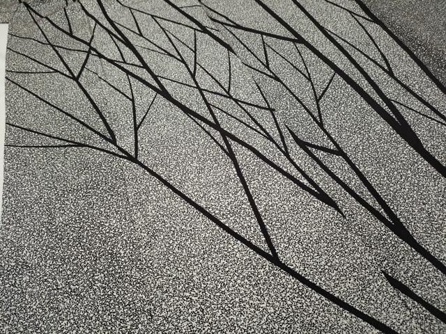 平和屋着物○二代目 川村久太郎 訪問着 枝木文 たたき染め 黒地 正絹