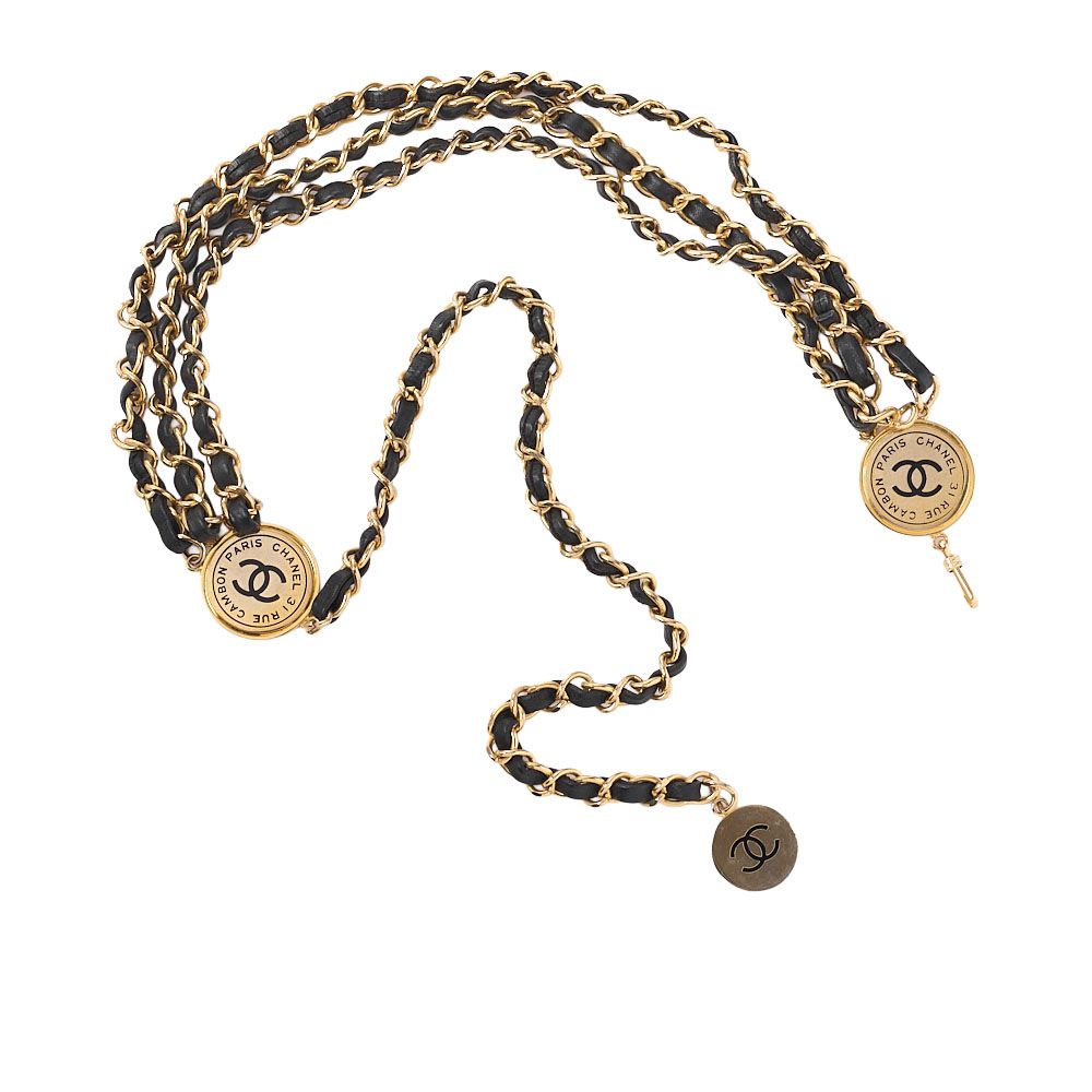 CHANEL シャネル 31RUE CAMBON ココマーク チェーンベルト 三連 GP×革 