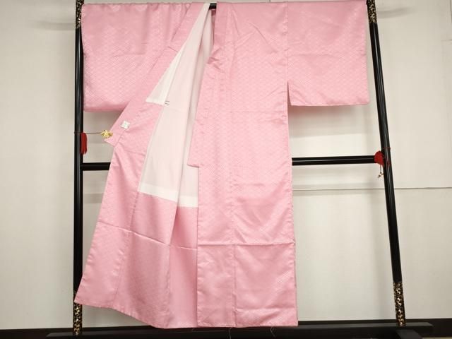 平和屋着物●男性　色紋付・羽織セット　花菱地紋　色無地　桃色　キングサイズ　洗える着物　AABG2766cs 平和屋着物○男性 色紋付・羽織セット 花菱地紋 色無地 桃色 キング