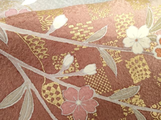 平和屋着物○訪問着 友禅 枝垂れ桜文 暈し染め 金彩 正絹 逸品