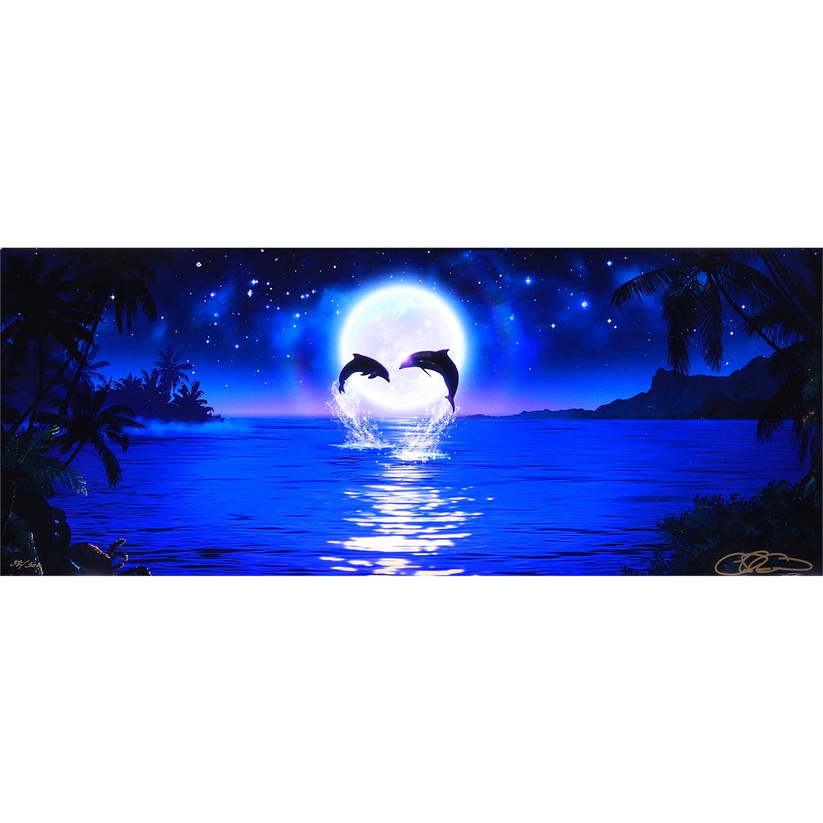 ラッセン ミスティックライトツインズ 動物画 版画手彩 ダイヤ3個付