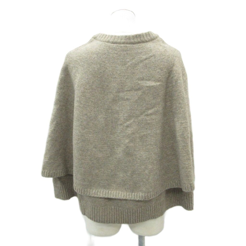 ZARAニットポンチョ ザラ ZARA ニットポンチョ カーディガン クルーネック L 茶色 ブラウン