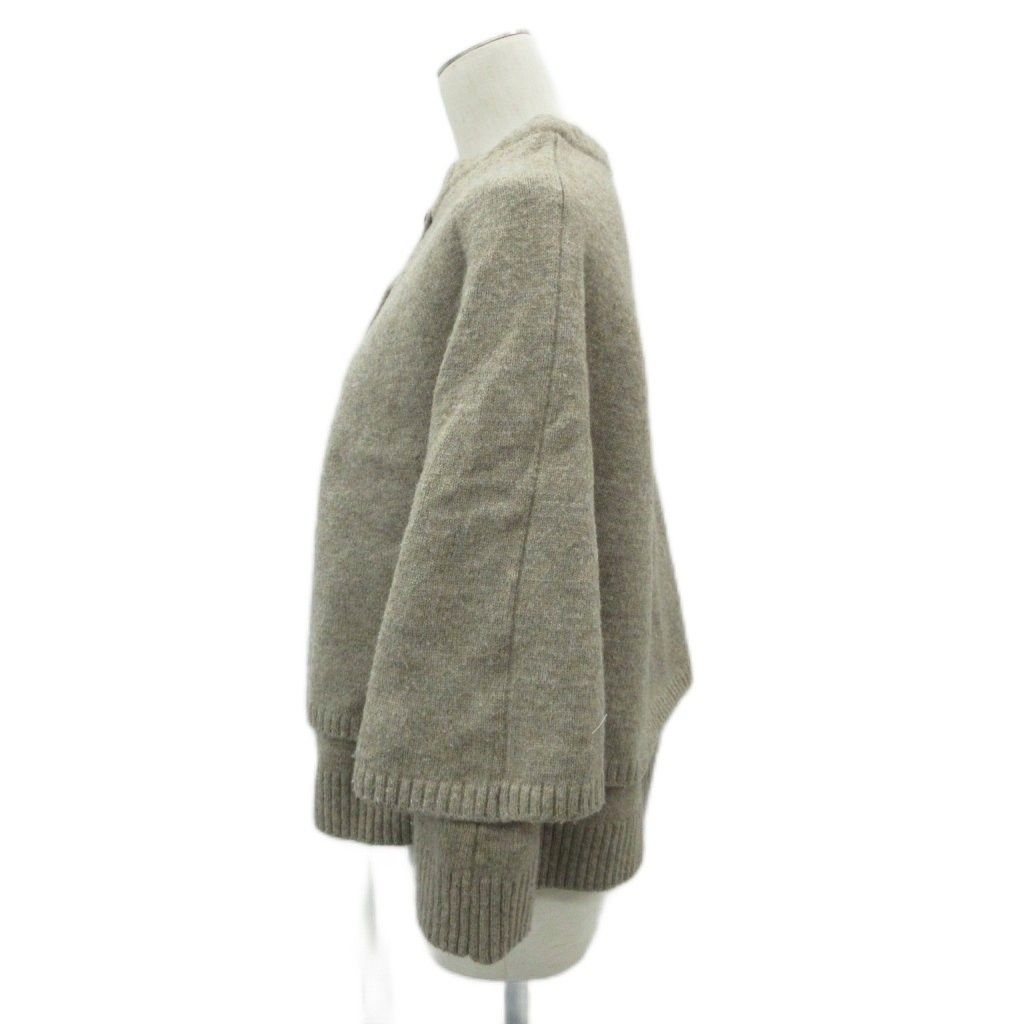 ザラ ZARA ニットポンチョ カーディガン クルーネック L 茶色 ブラウン