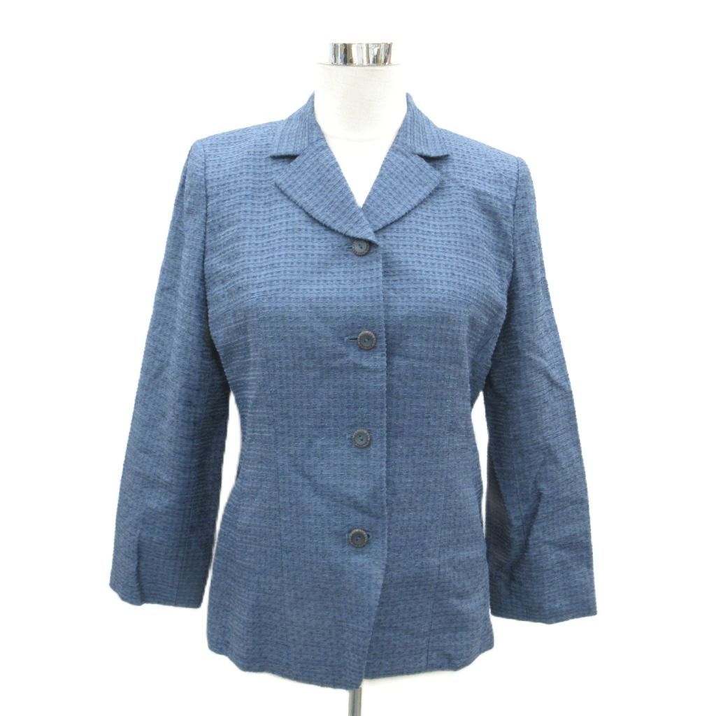 レリアン Leilian テーラードジャケット ミドル丈 シルク チェック柄 9