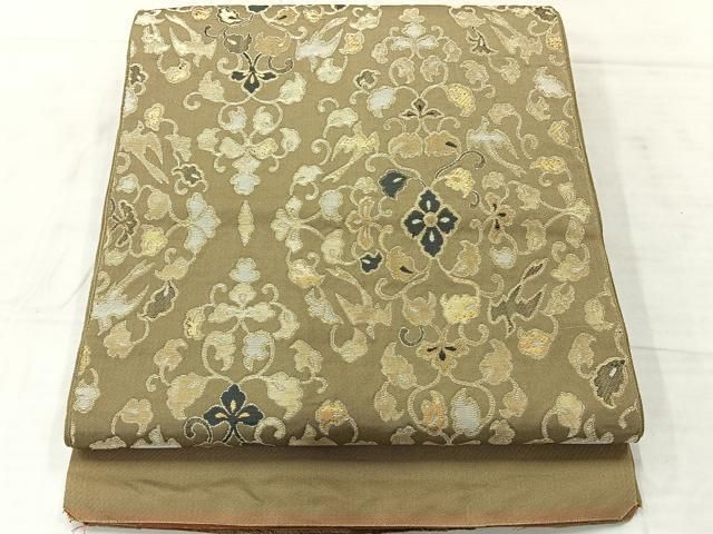 平和屋着物◎西陣 服部織物謹製 六通柄袋帯 花唐草文 金糸 正絹 逸品