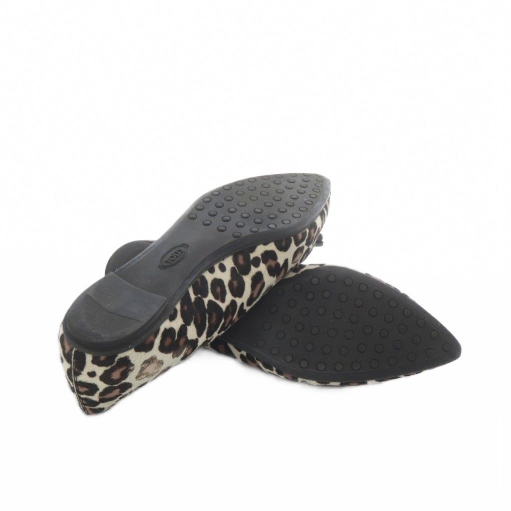 TOD'Sレオパードハラコ・フラットシューズ・パンプス (ヒール高1cm