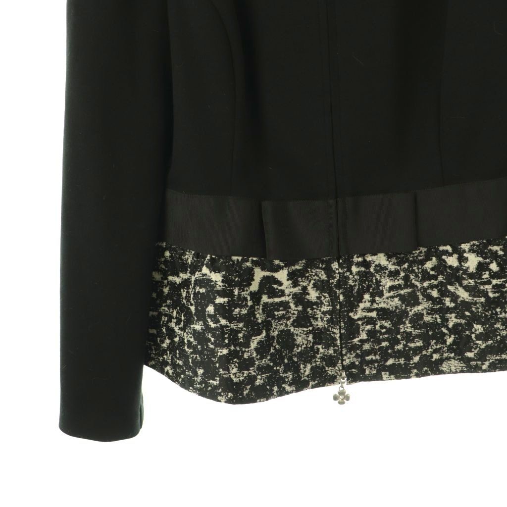 エムズグレイシー M'S GRACY 切替ノーカラージャケット 薄手 38 黒 /NR