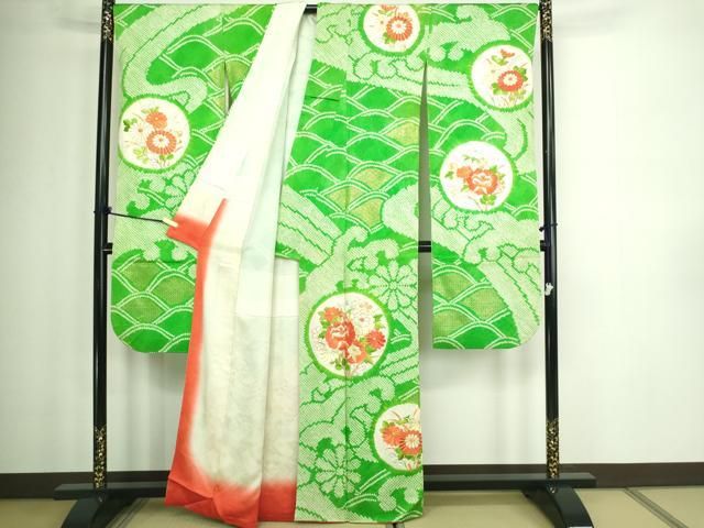 平和屋着物□豪華振袖 駒刺繍 絞り 草花文 正絹 逸品 DABA9999sf