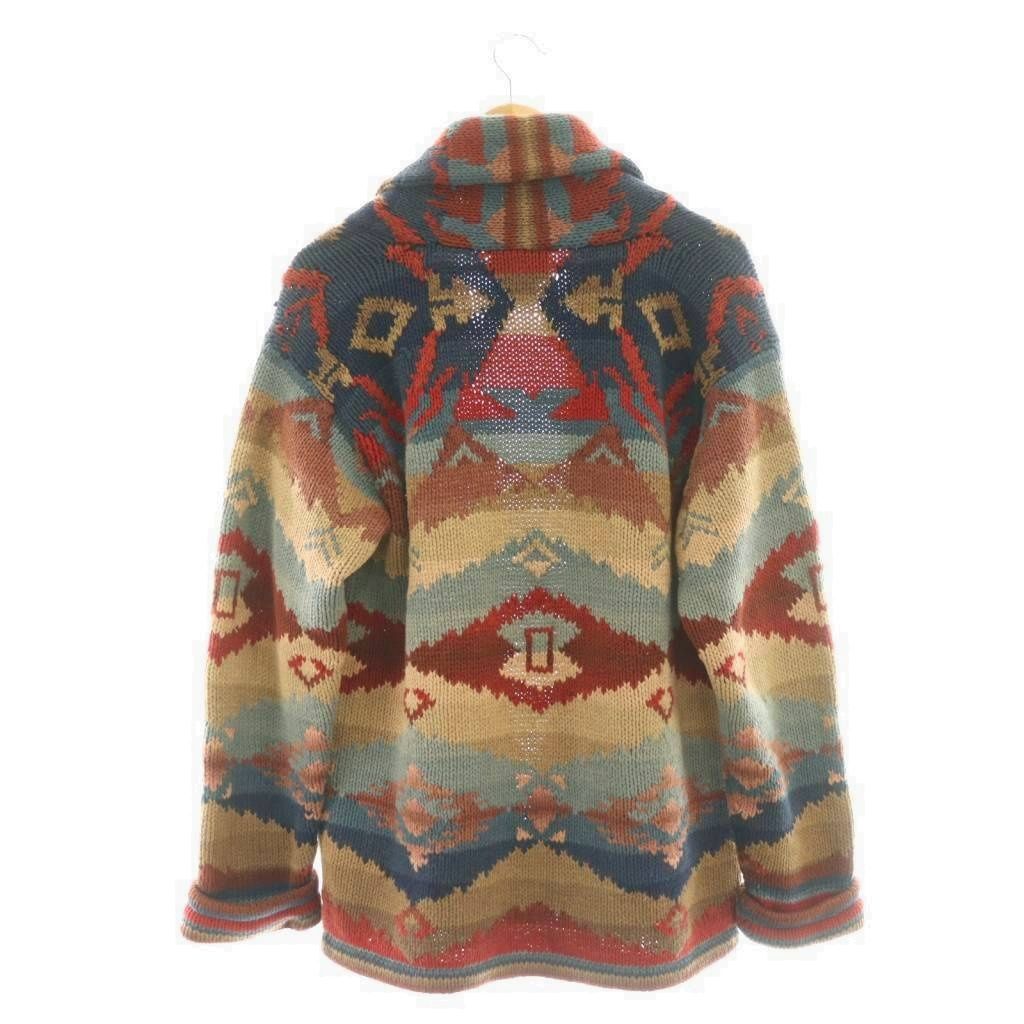 【美品】ラルフローレン ネイティブ柄 ガウンカーディガン XL ファー付 ローレンラルフローレン LAUREN RALPH LAUREN ネイティブ柄ニット