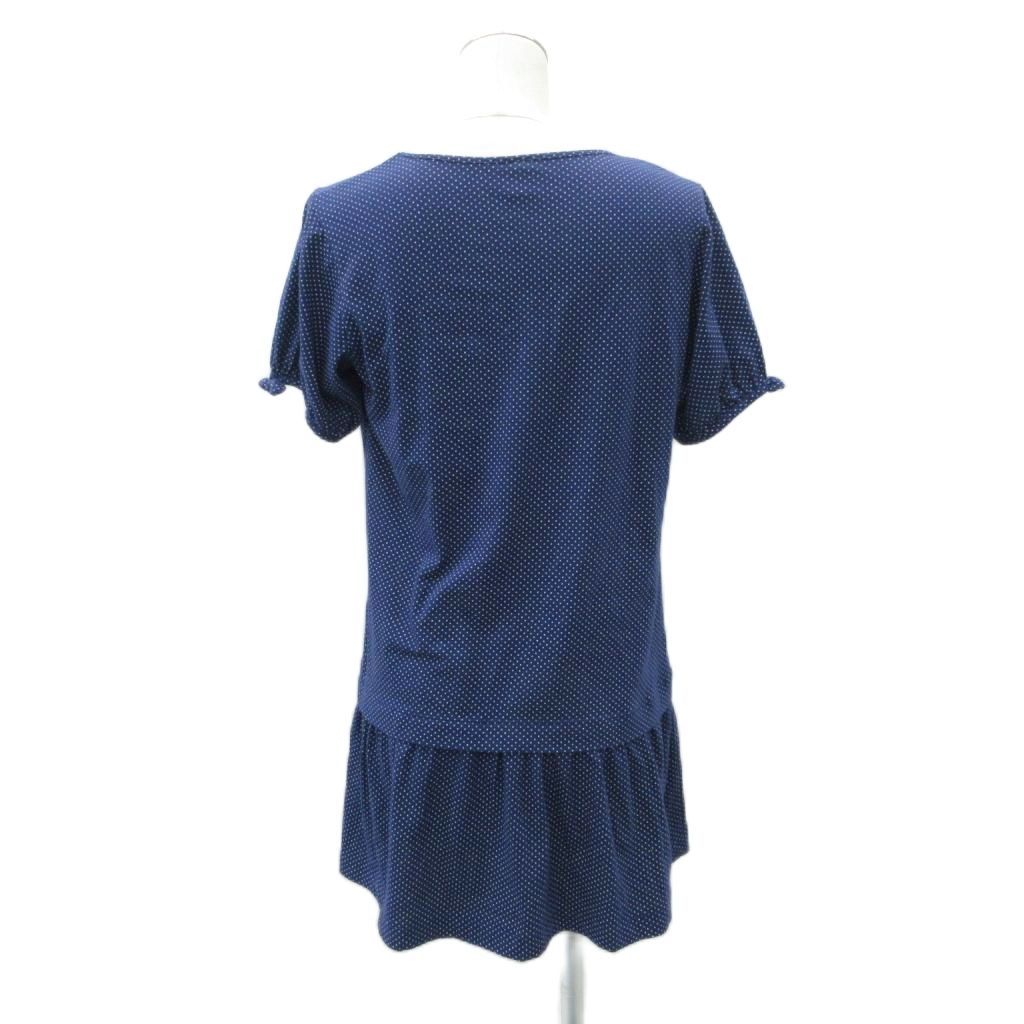 PINK HOUSE　ピンクハウス　ドット柄パープルチュニック 長袖 ピンクハウス PINK HOUSE チュニック 半袖 紺 ドット柄 水玉柄