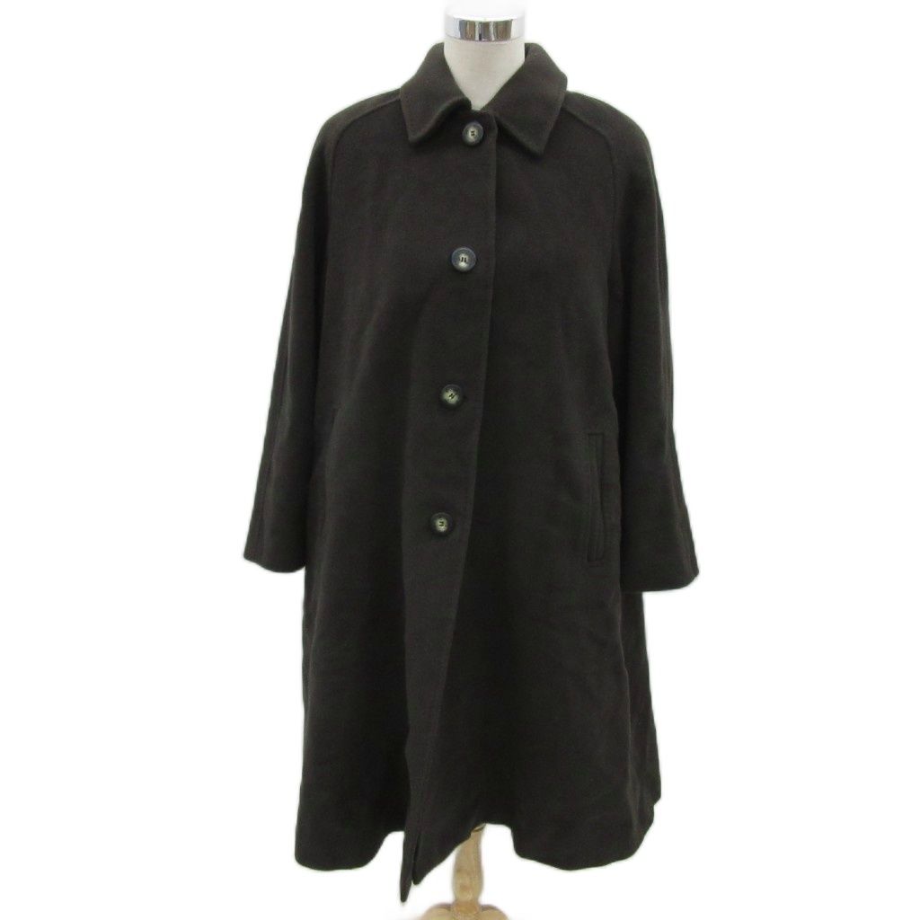 【美品】マリナリナルディ スタンドカラー カシミヤ100% ロングコート 黒 マリナ・リナルディ MARINA RINALDI ステンカラーコート カシミヤ混 15