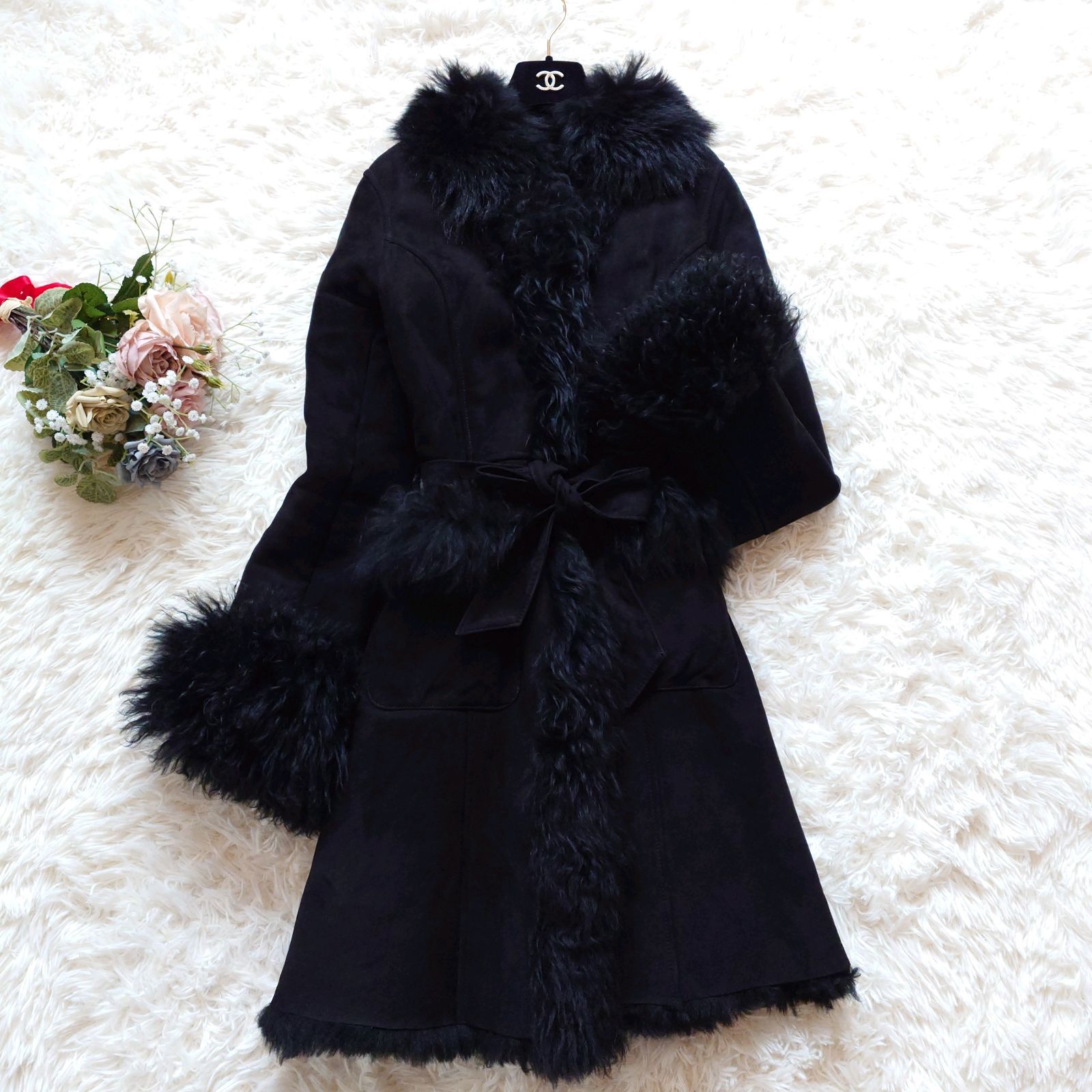 高級 ムートンコート 毛皮コート ファーコート ロングコート 羊毛皮