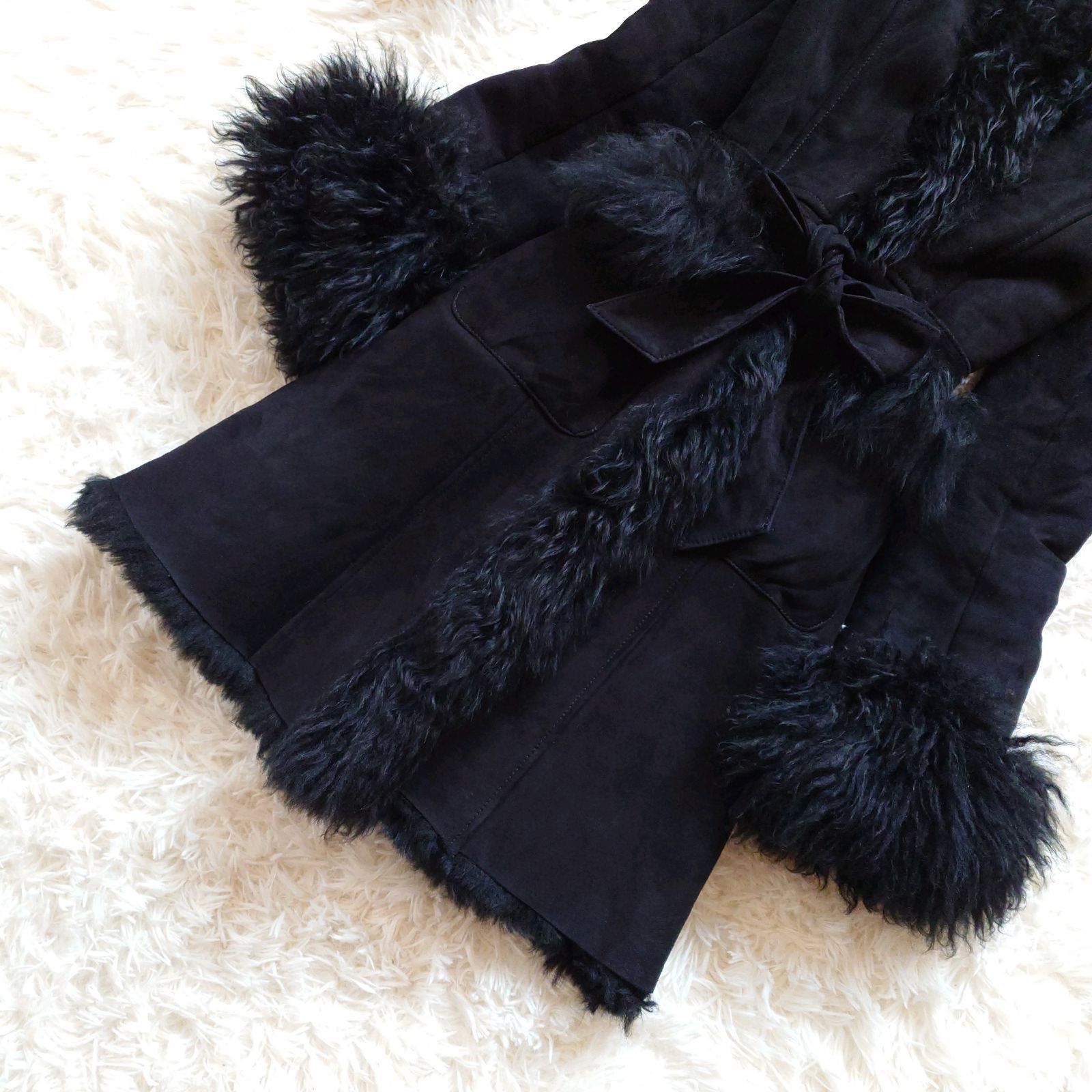 高級 ムートンコート 毛皮コート ファーコート ロングコート 羊毛皮