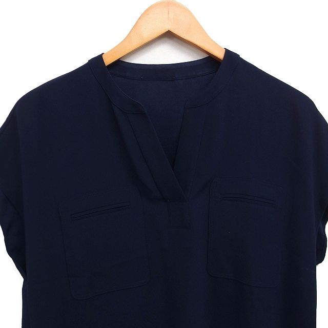 セオリー Theory フレンチスリーブ ブラウス シフォン 無地 S ネイビー