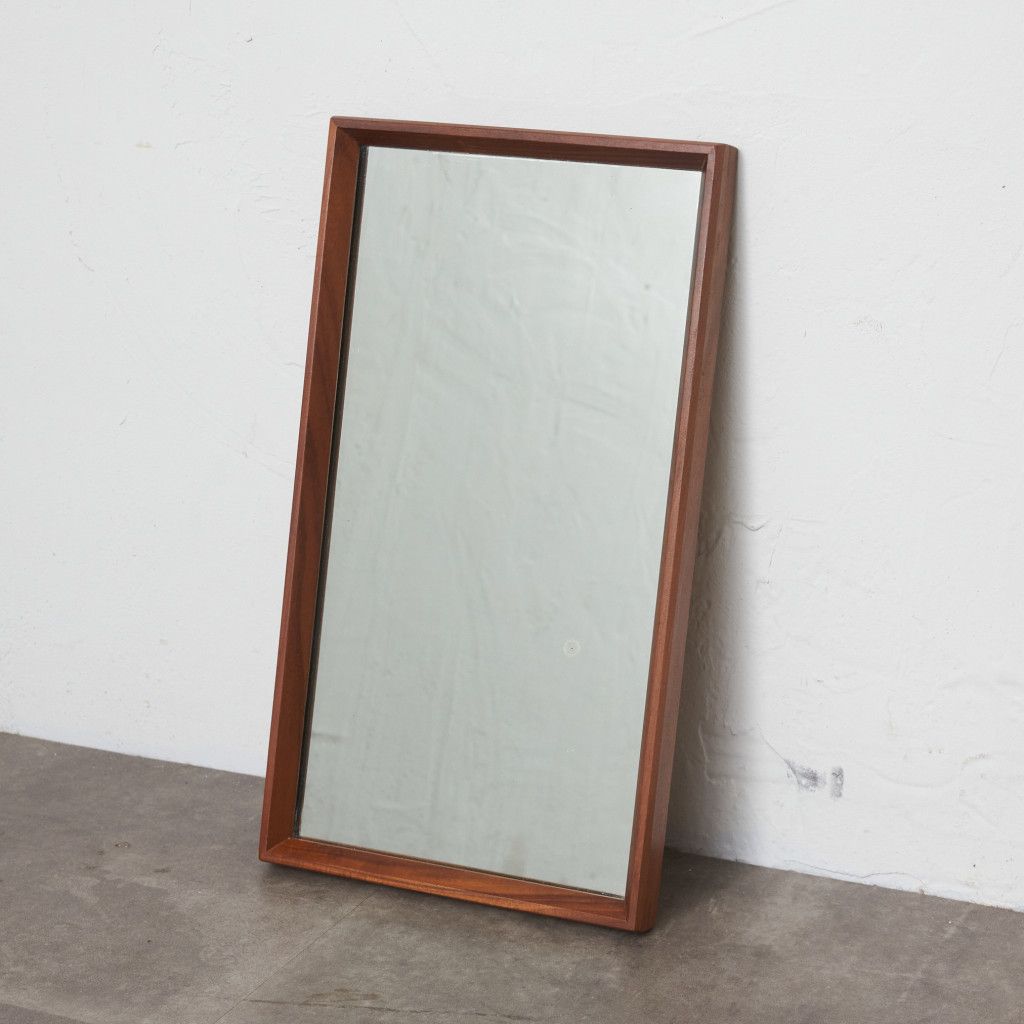 イギリス ヴィンテージ ウォールミラー チーク 木製 シンプル 北欧