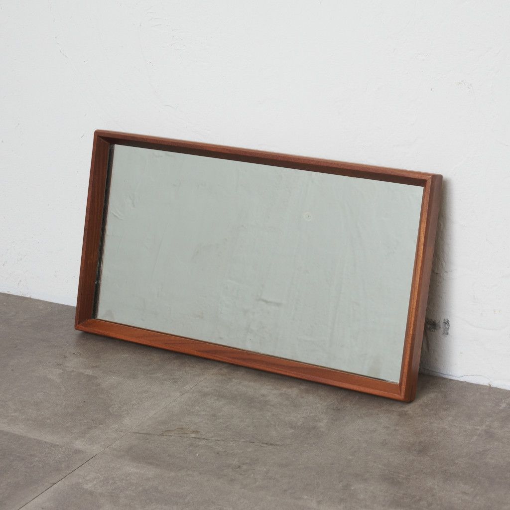 イギリス ヴィンテージ ウォールミラー チーク 木製 シンプル 北欧