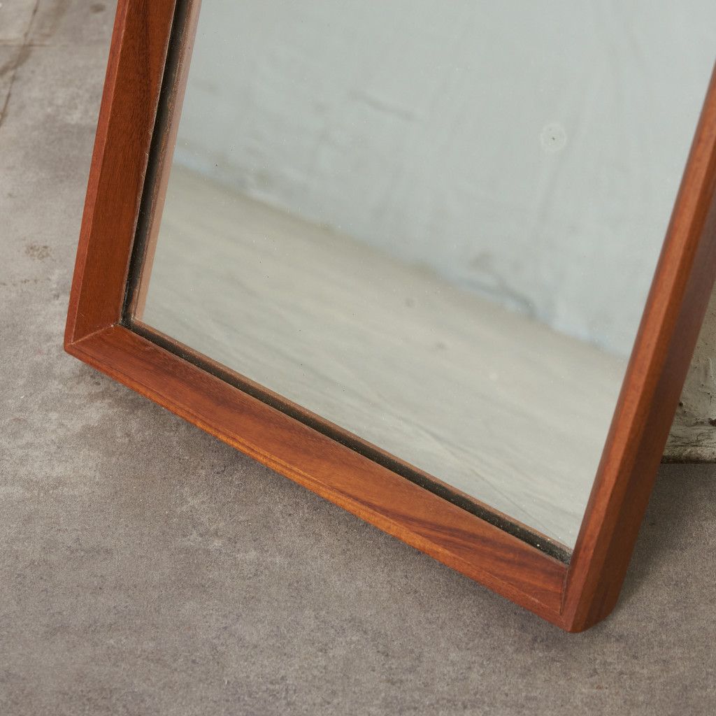 イギリス ヴィンテージ ウォールミラー チーク 木製 シンプル 北欧