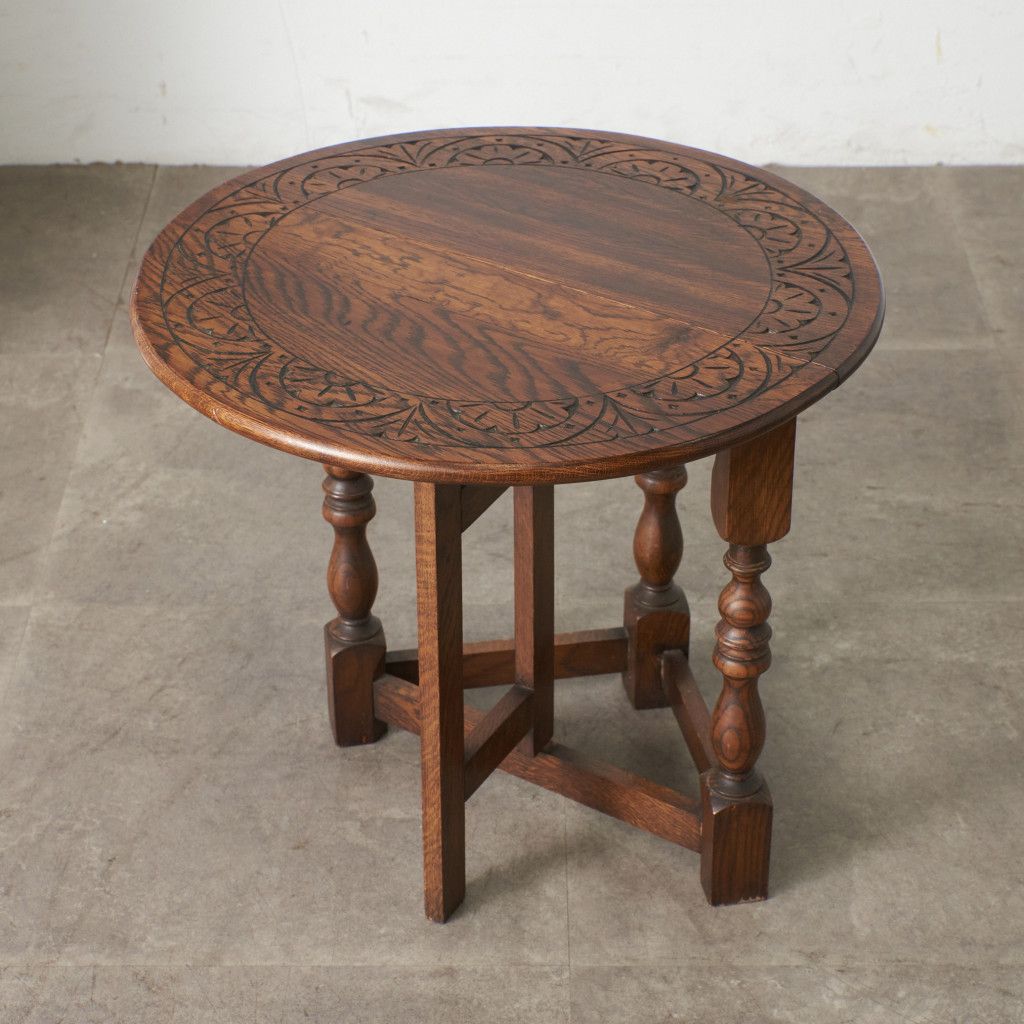 英国 クラシック サイドテーブル 拡張 天板 オーク ドロップリーフ