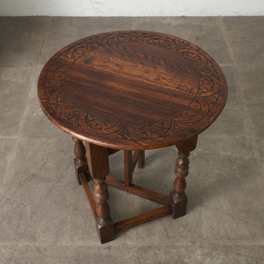 英国 クラシック サイドテーブル 拡張 天板 オーク ドロップリーフ