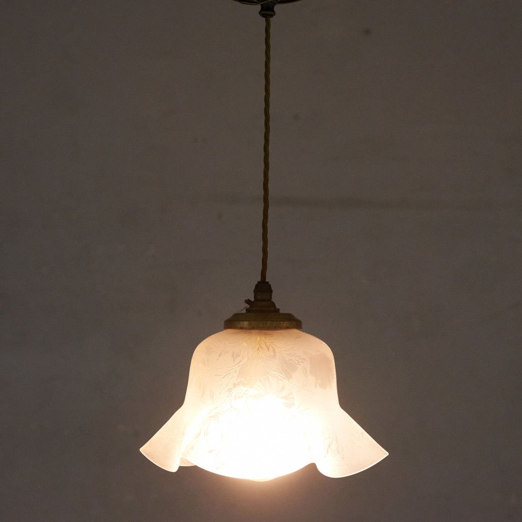 英国 クラシック ガラスシェード ペンダントライト ガラス エッチング