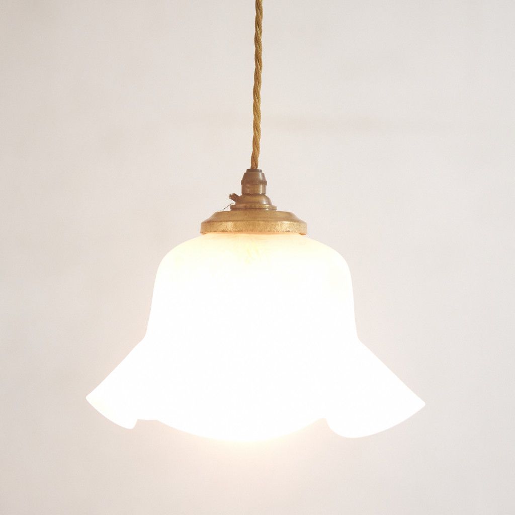 英国 クラシック ガラスシェード ペンダントライト ガラス エッチング