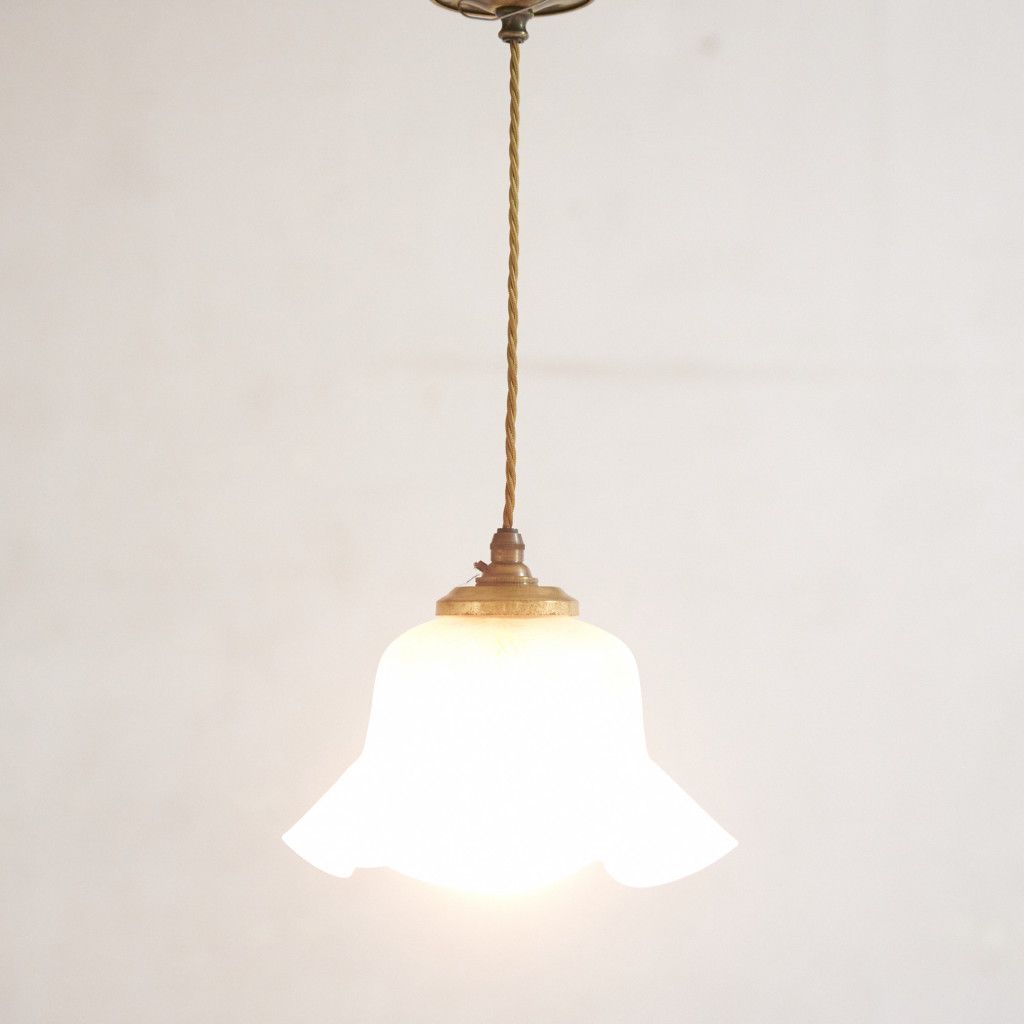 英国 クラシック ガラスシェード ペンダントライト ガラス エッチング