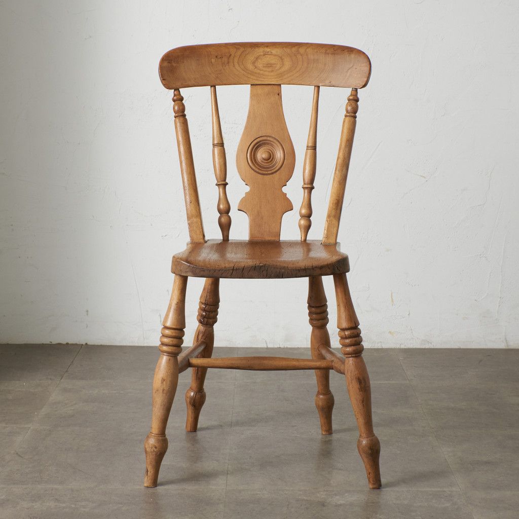 英国 アンティーク キッチンチェア エルム ビーチ 無垢材 ウィンザー