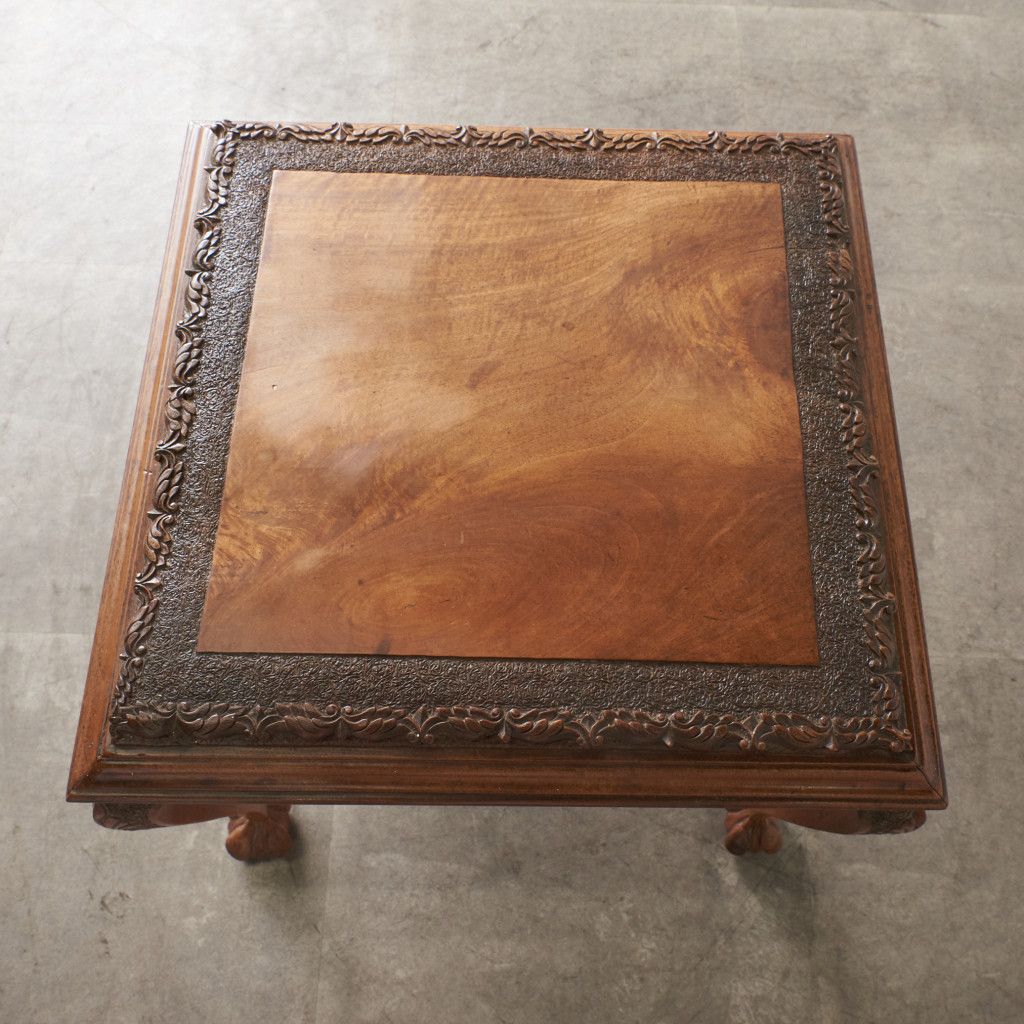 英国 アンティーク サイドテーブル 猫脚 木彫刻 マホガニー