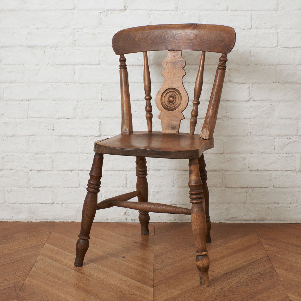 英国 アンティーク キッチンチェア エルム 無垢材 ウィンザー チェア