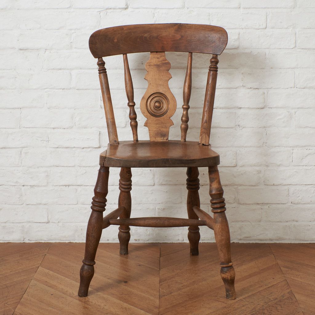 英国 アンティーク キッチンチェア エルム 無垢材 ウィンザー チェア