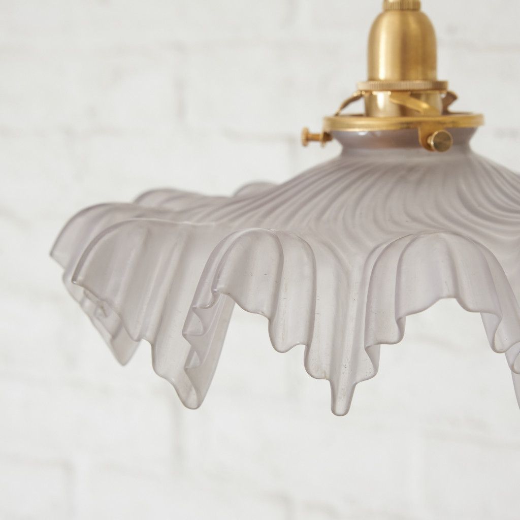 英国 アンティーク ミルクガラス ペンダントライト ガラス シェード