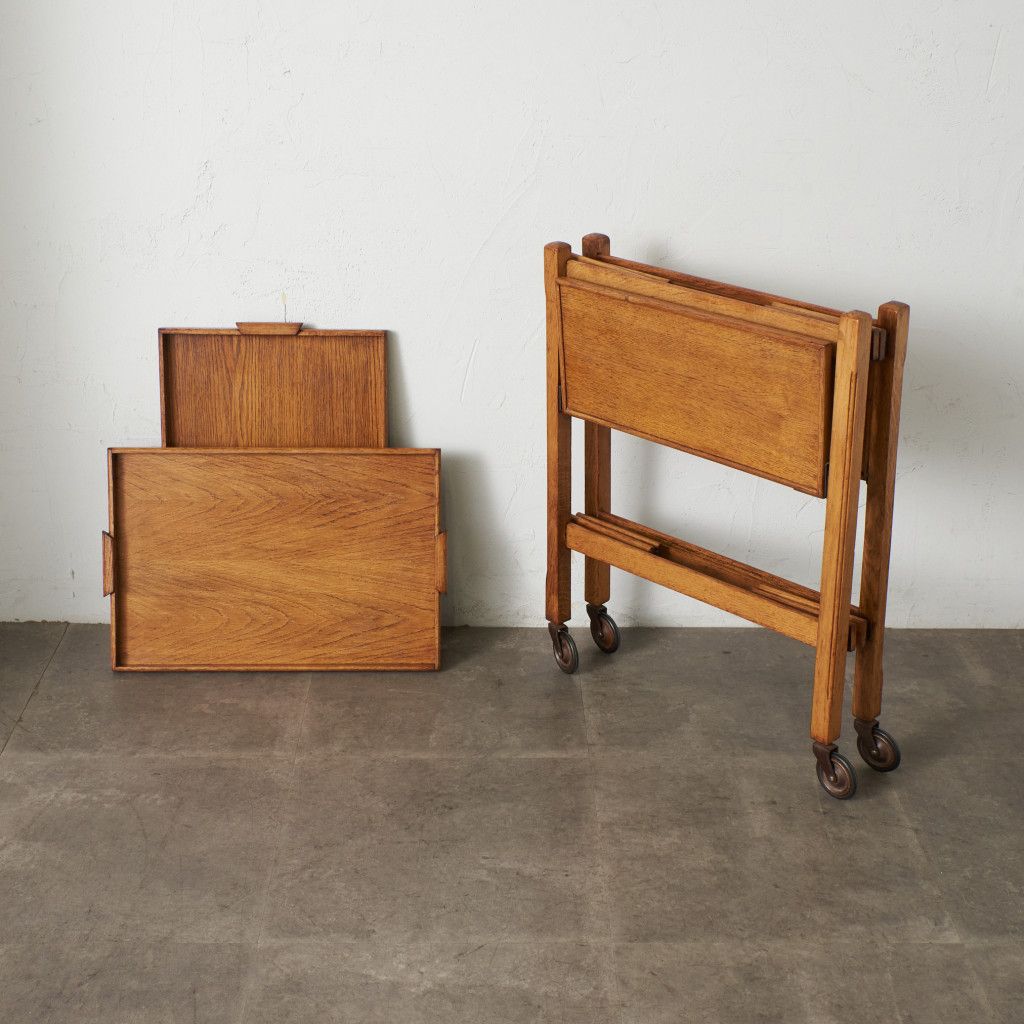 英国 ヴィンテージ キャスター ワゴン 折りたたみ トロリー キッチン