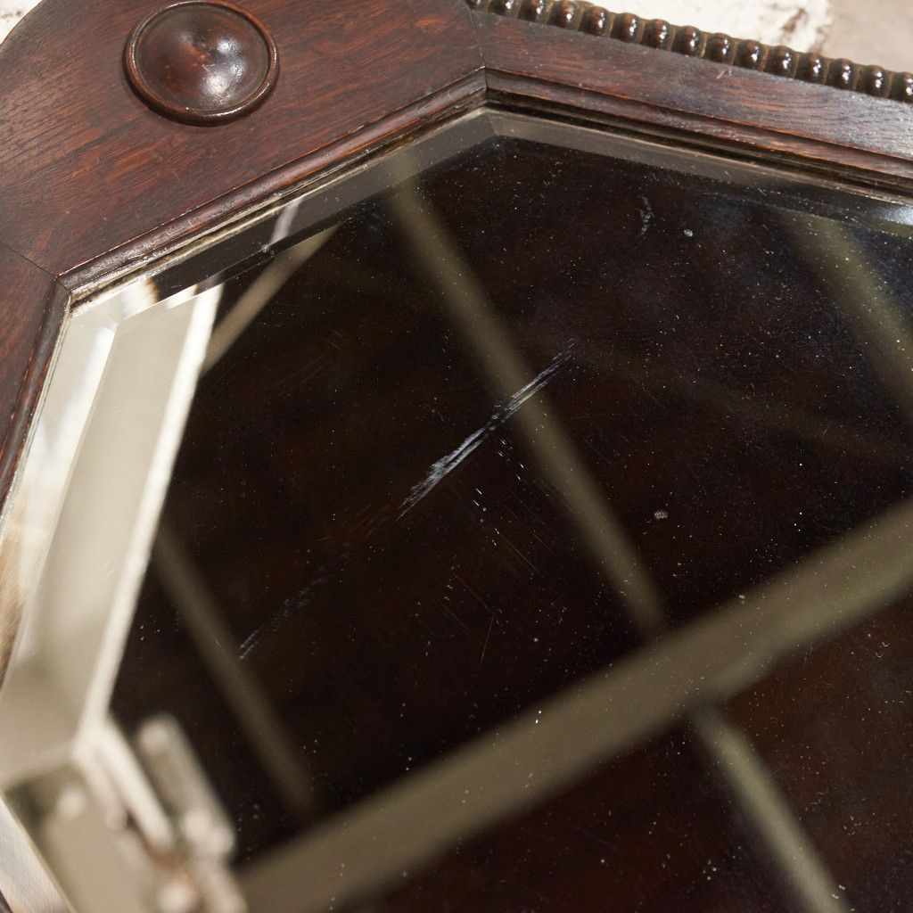 英国 アンティーク オーク ウォールミラー 壁掛け 鏡 クラシック 木