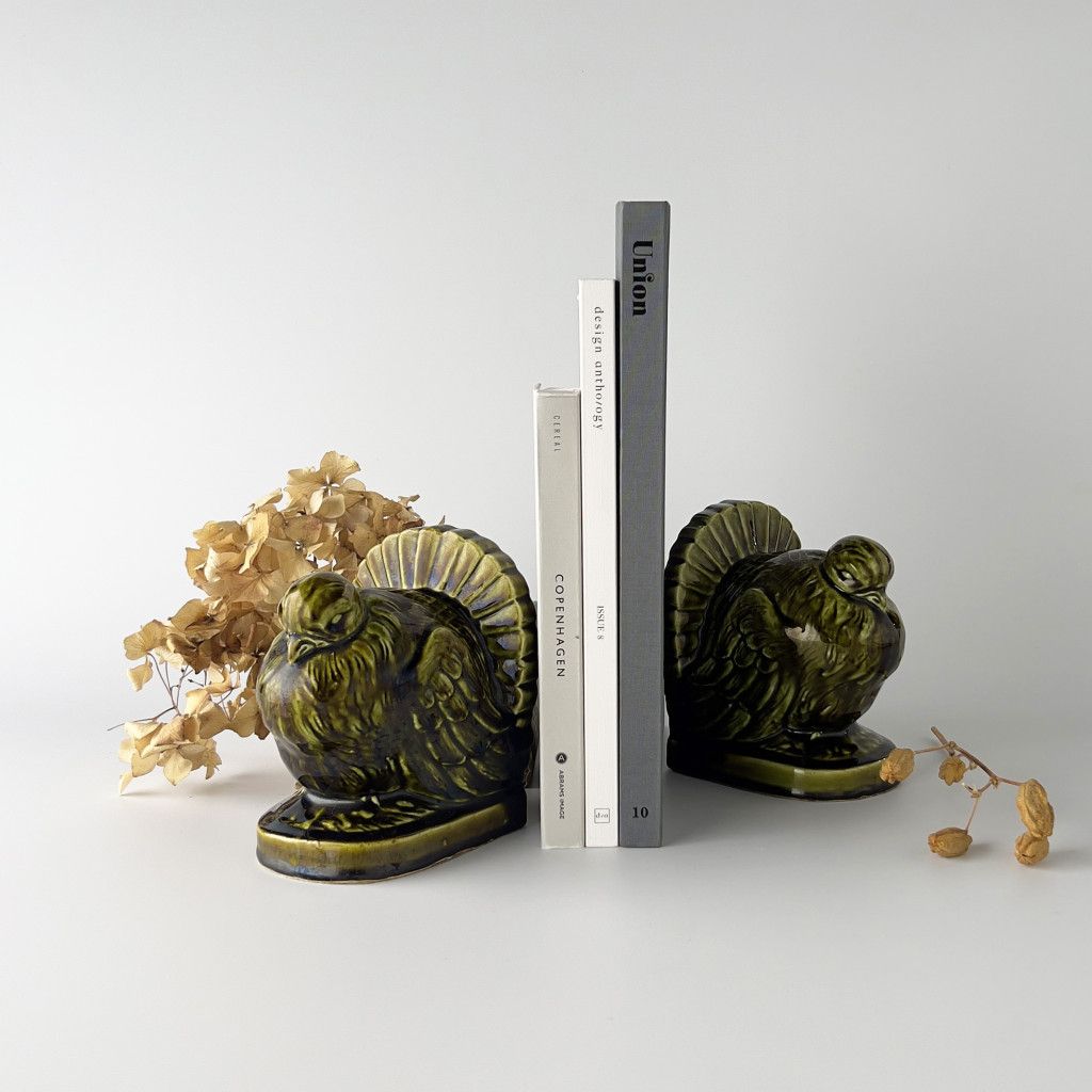 2点セット 英国 ヴィンテージ ブックエンド 鳥 モチーフ 本立て