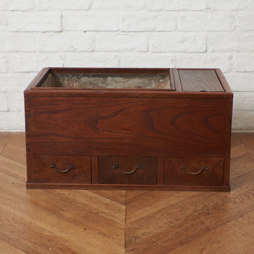 欅 関東長火鉢 囲炉裏 引出し付き 民芸 茶道具 火道具 古民家 座卓