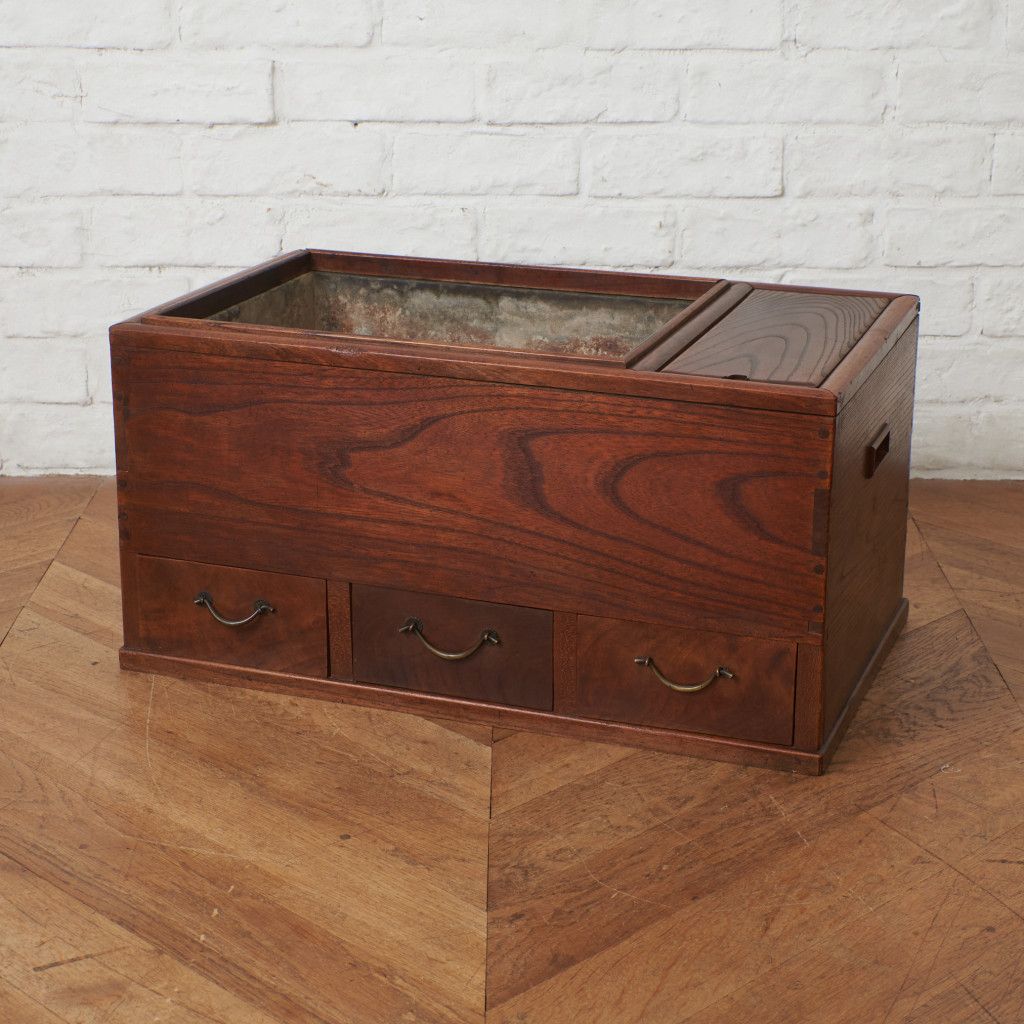 欅 関東長火鉢 囲炉裏 引出し付き 民芸 茶道具 火道具 古民家 座卓