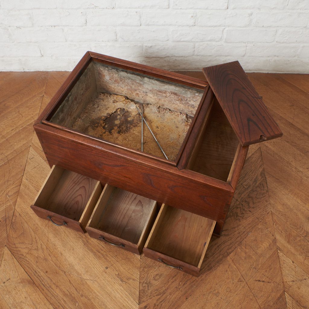 欅 関東長火鉢 囲炉裏 引出し付き 民芸 茶道具 火道具 古民家 座卓