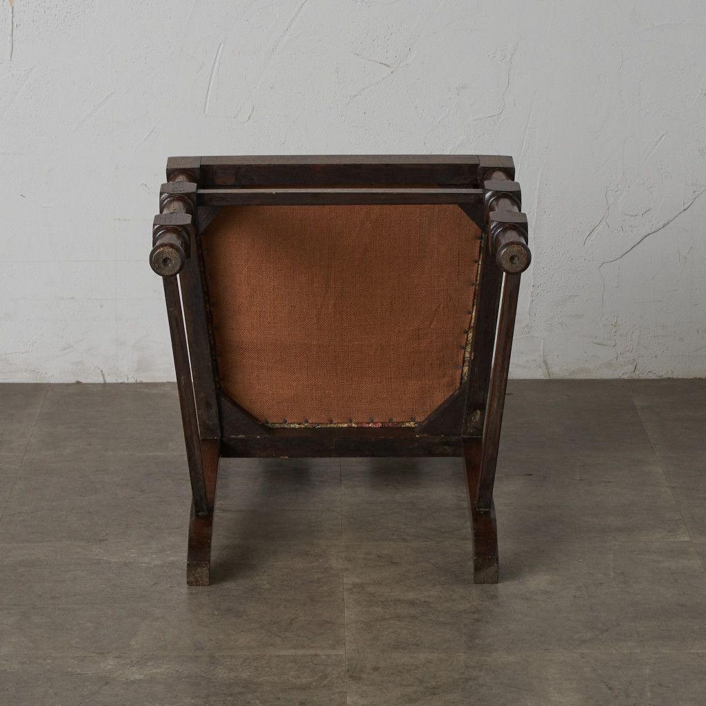 英国 アンティーク ダイニングチェア 木彫刻 ハイバック 古い 木製