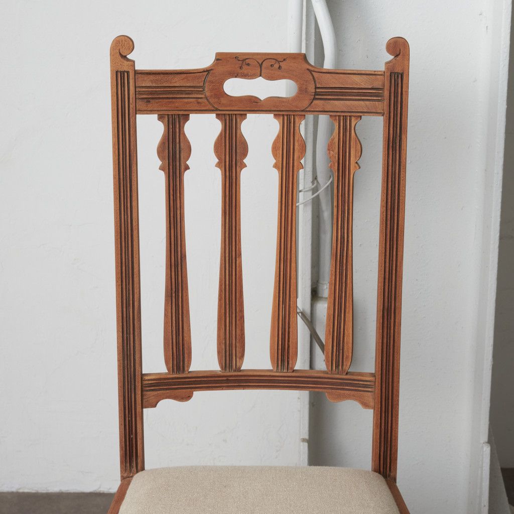 2脚セット 張替済 英国 アンティーク ダイニングチェア ストリップド